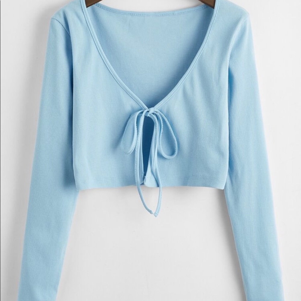 Tie Front Ribbed Crop Top